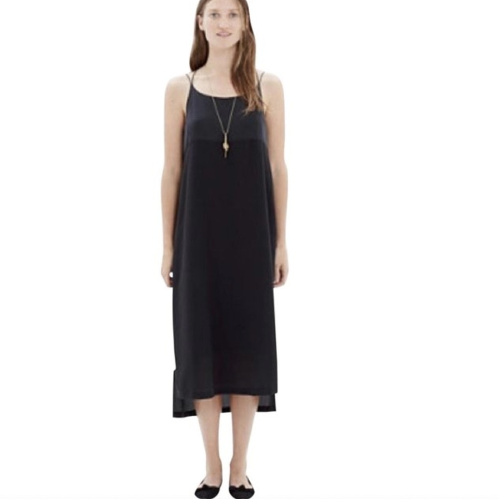 Madewell black midi silk magic hour dress